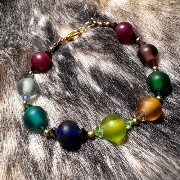 Multi-Color Glass Bead & Rhinestone Bracelet/LGBTQ+ - Picture 5 of 6
